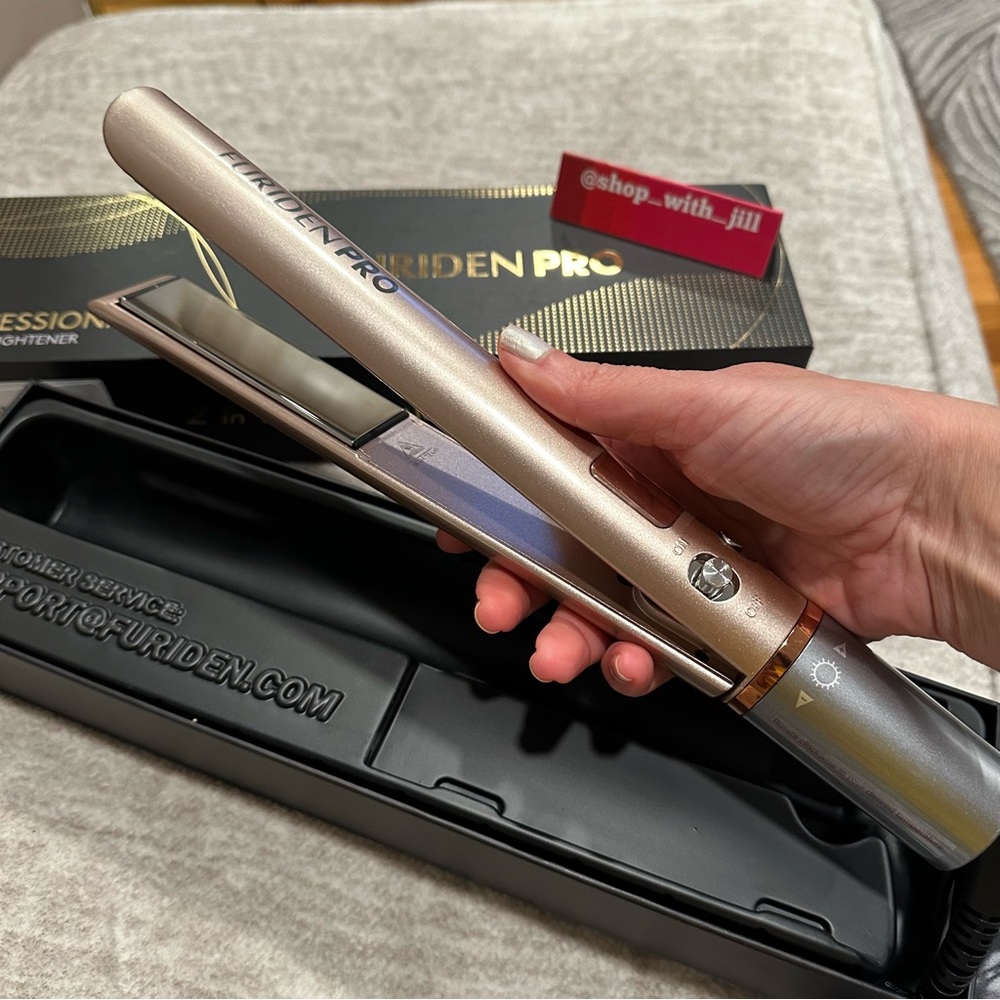 Gold Hair Straightener and Curler 2 in 1, Flat Iron Curling Iron in One, 1 inch - Picture 8 of 13